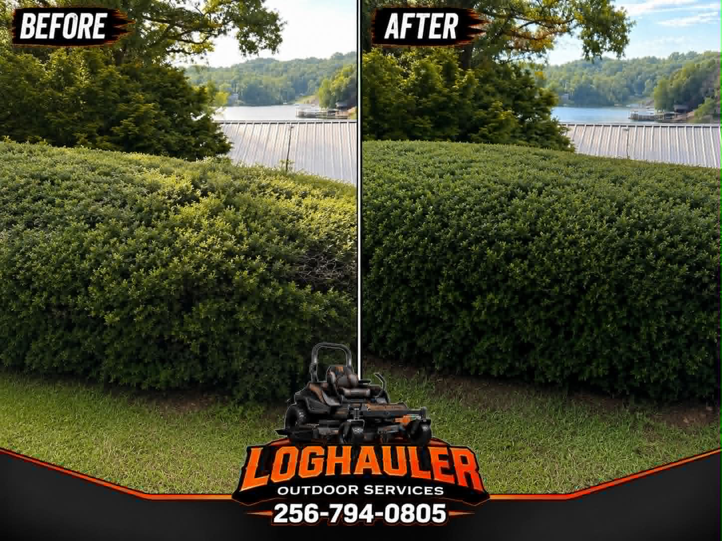 Before and after hedge shaping