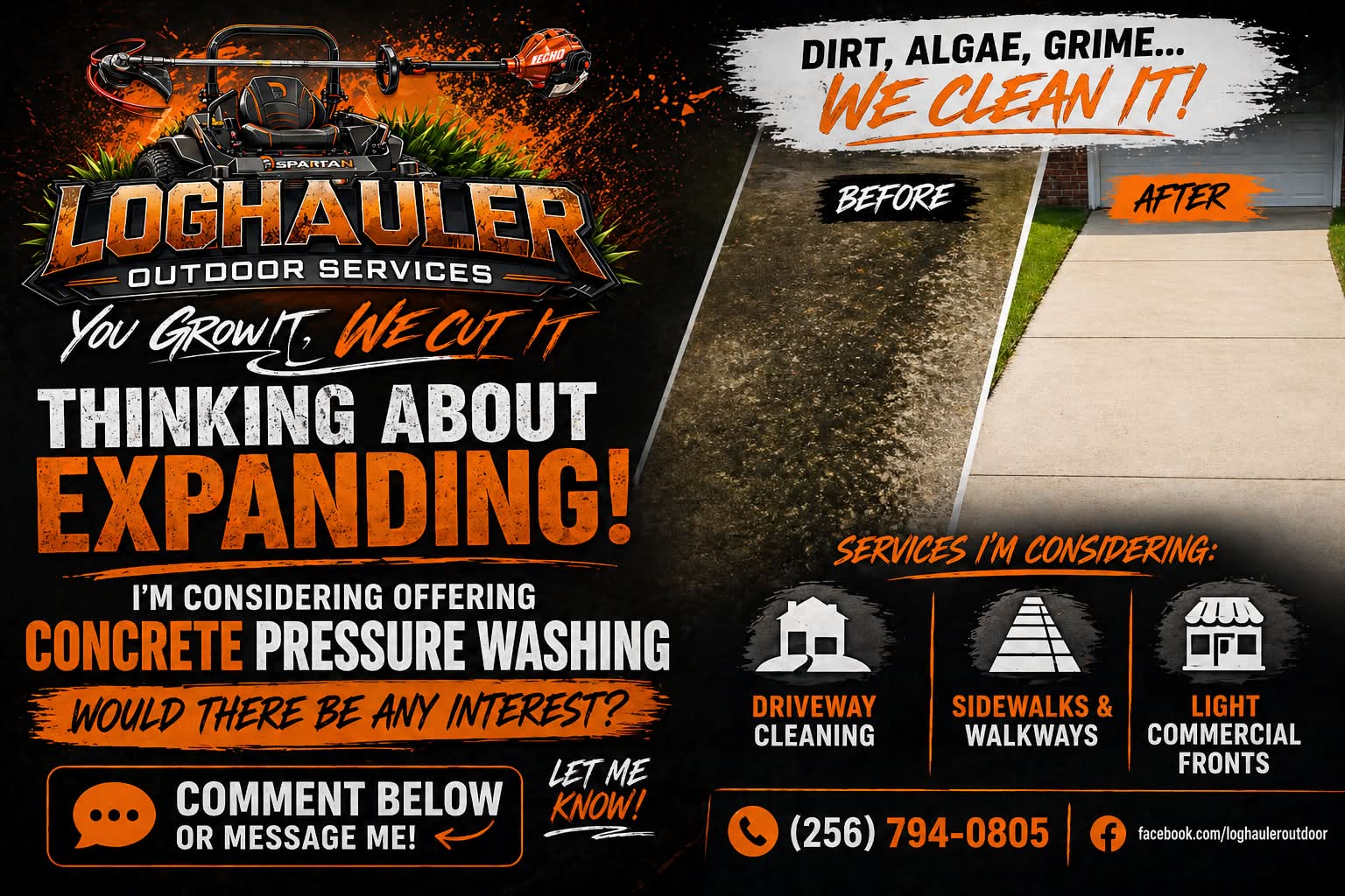 Concrete pressure washing service announcement
